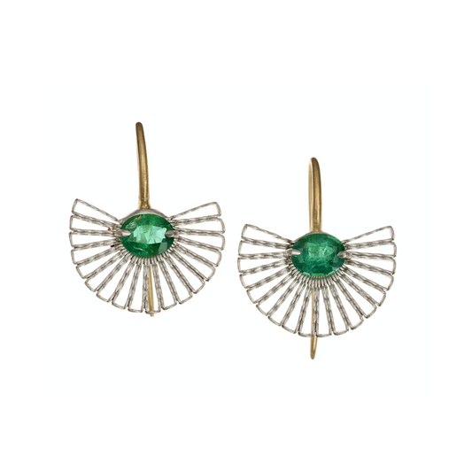 Small Emerald Fan Earrings