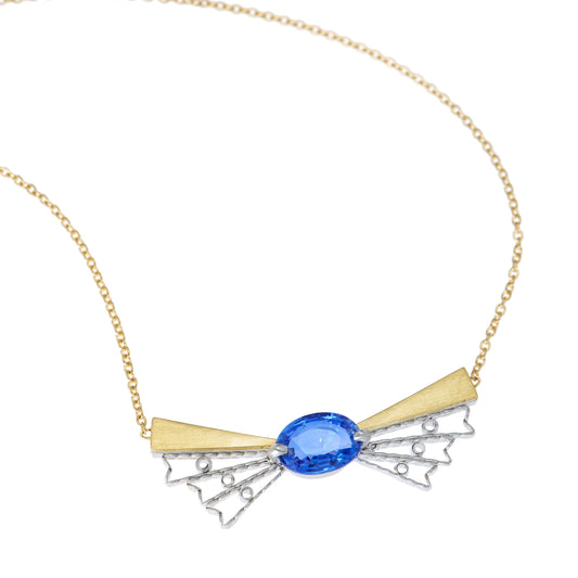 Bow Necklace with Blue Sapphire