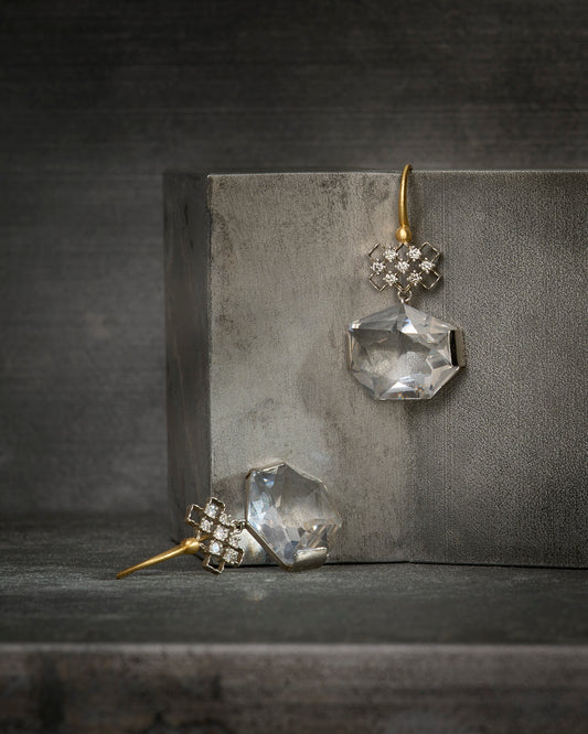 Heptagon Rock Crystal Earrings