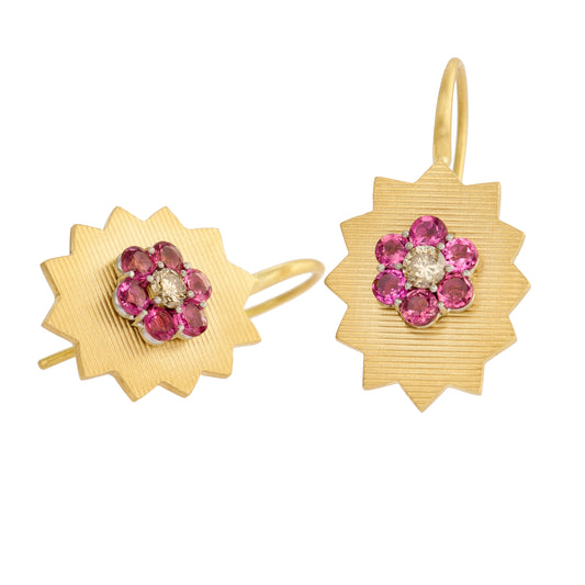 Fractal Earrings with Pink Tourmalines