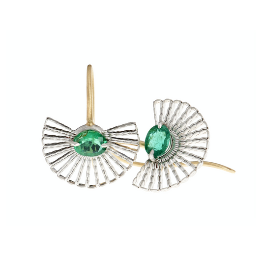 Small Emerald Fan Earrings