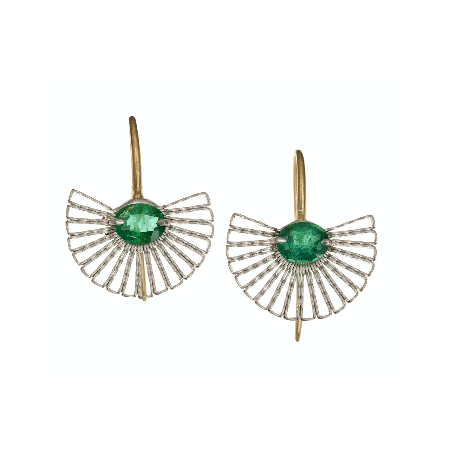 Small Emerald Fan Earrings