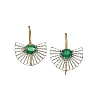 Small Emerald Fan Earrings
