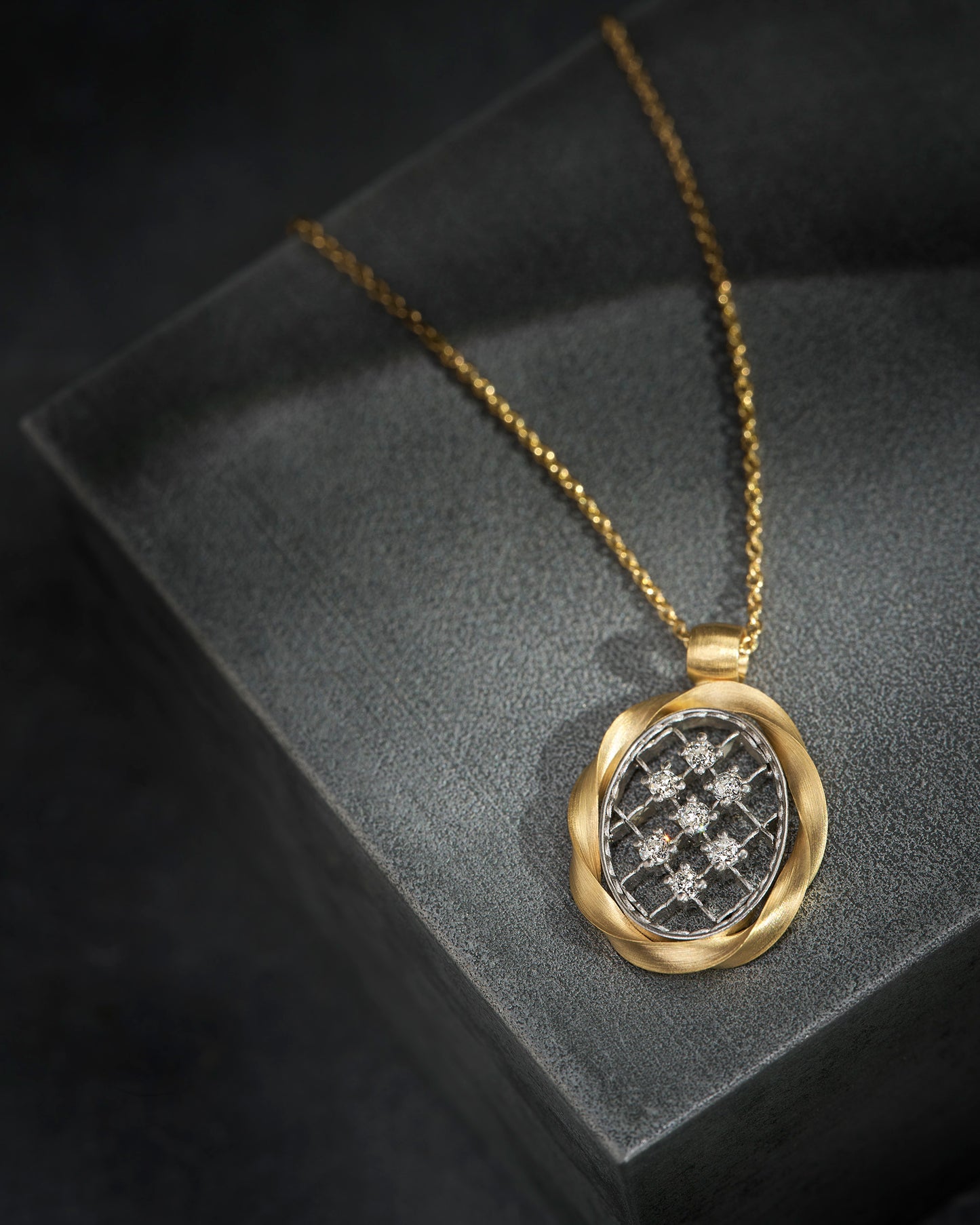 Oval Torque Pendant Necklace