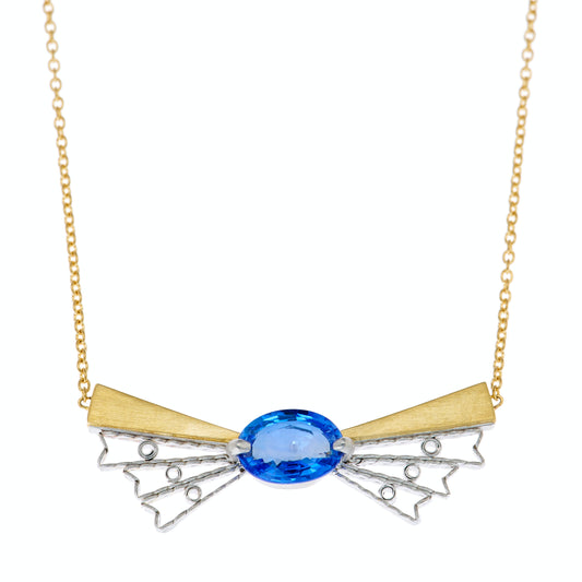 Bow Necklace with Blue Sapphire