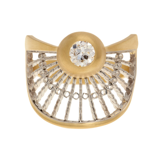 Fan Ring with Old European Cut Diamond