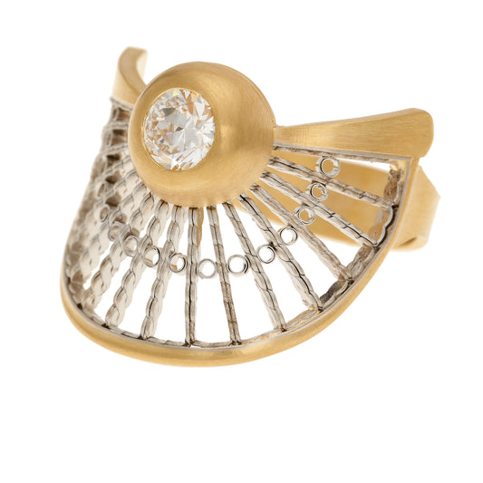 Fan Ring with Old European Cut Diamond