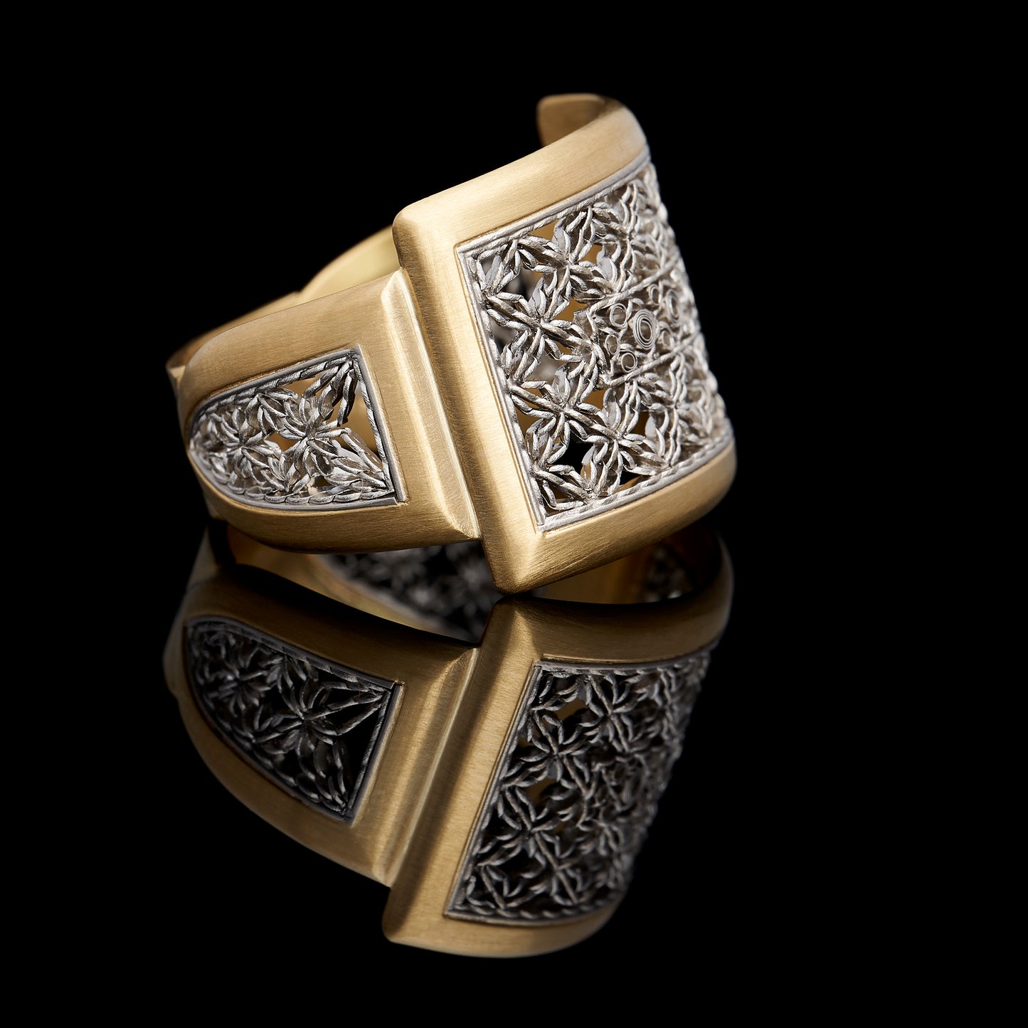 Large Square Damask Ring