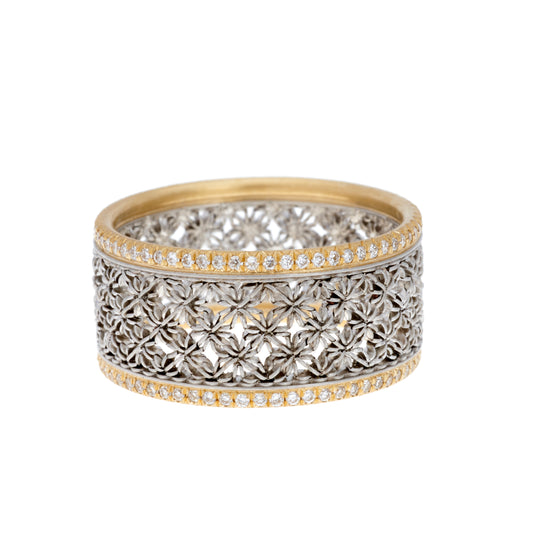 Wide Damask Pavé Band