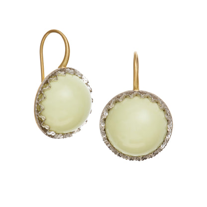 Round Lacy Chrysoprase Cabochon Earrings