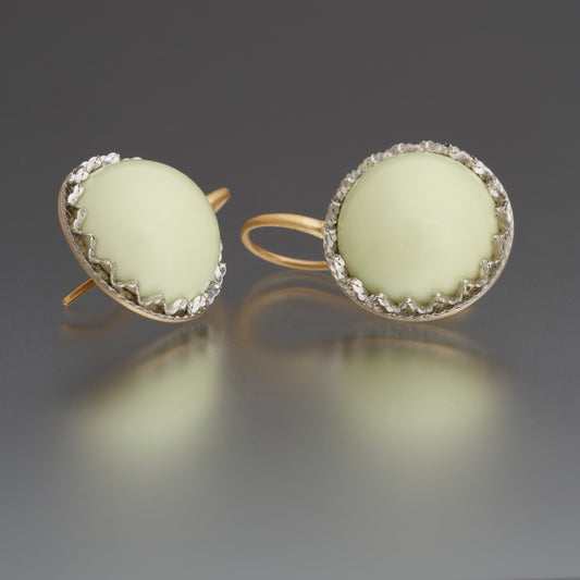 Round Lacy Chrysoprase Cabochon Earrings