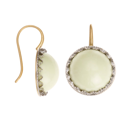 Round Lacy Chrysoprase Cabochon Earrings