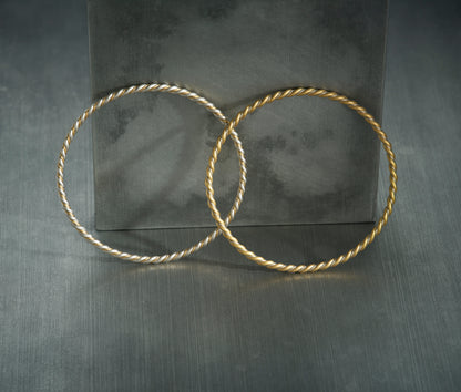 Platinum and 18k Gold Twisted Bangle