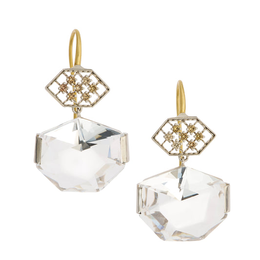 Heptagon Rock Crystal Earrings