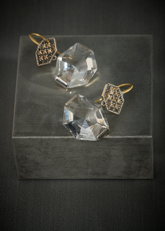 Heptagon Rock Crystal Earrings