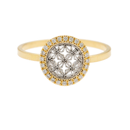 Small Round Damask Ring With Diamonds