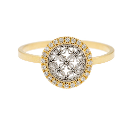Small Round Damask Ring With Diamonds
