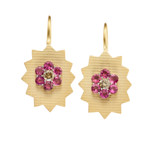 Fractal Earrings with Pink Tourmalines