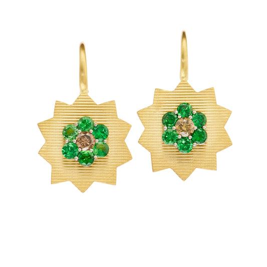 Fractal Earrings with Tsavorite Garnets