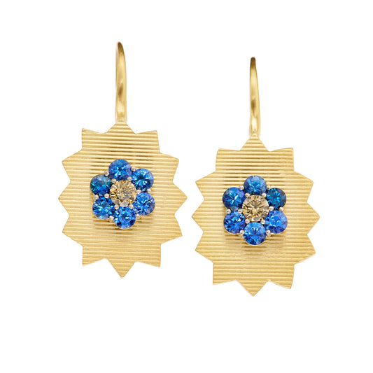 Fractal Earrings with Sapphires