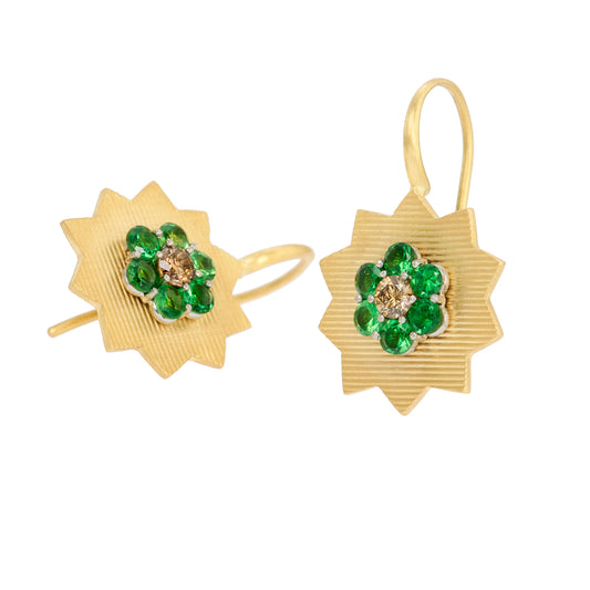 Fractal Earrings with Tsavorite Garnets