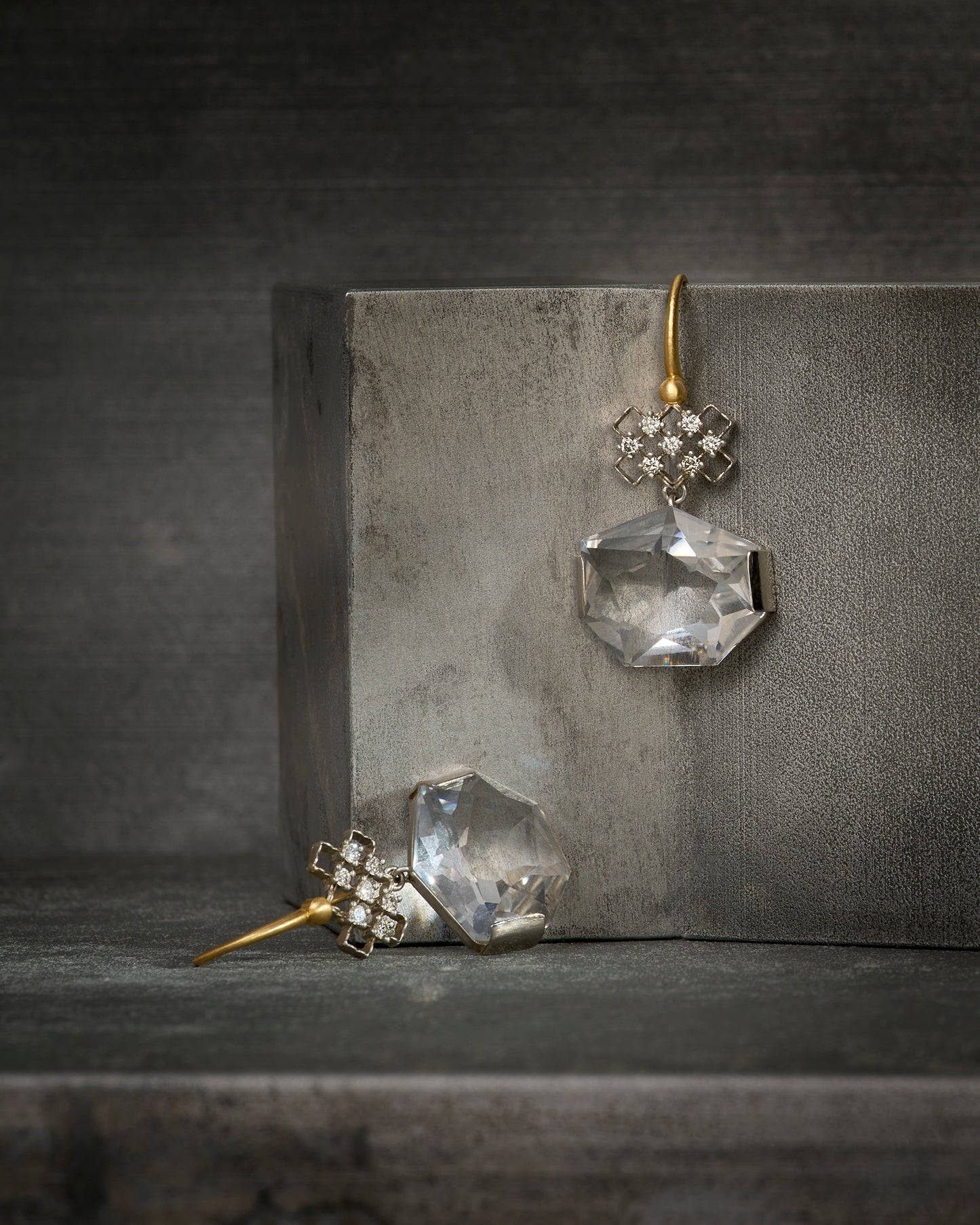 Heptagon Rock Crystal Earrings