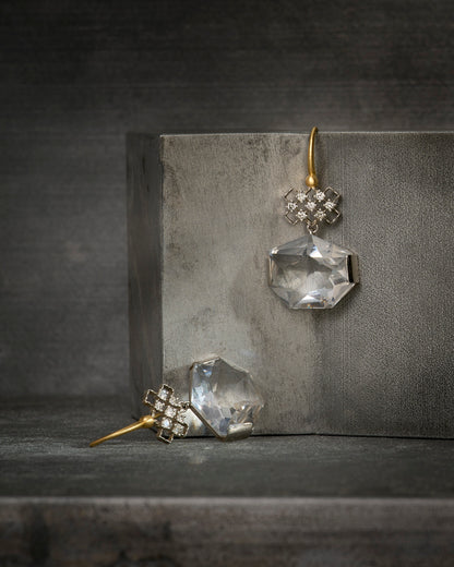 Heptagon Rock Crystal Earrings