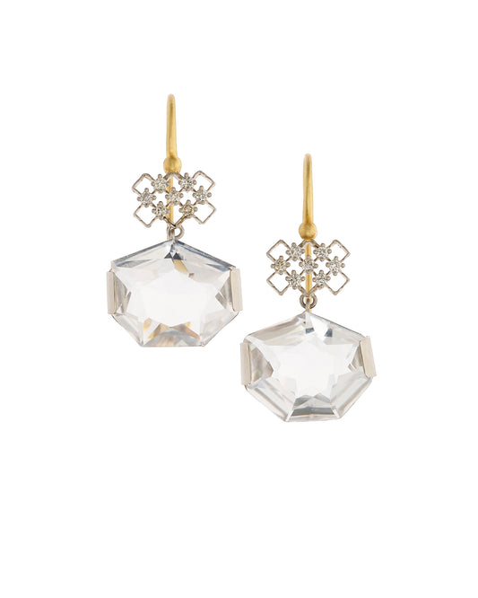 Heptagon Rock Crystal Earrings